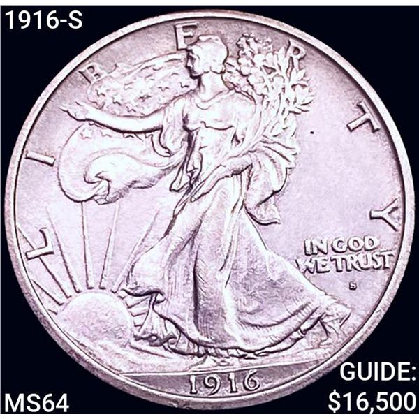1916-S Walking Liberty Half Dollar CHOICE BU