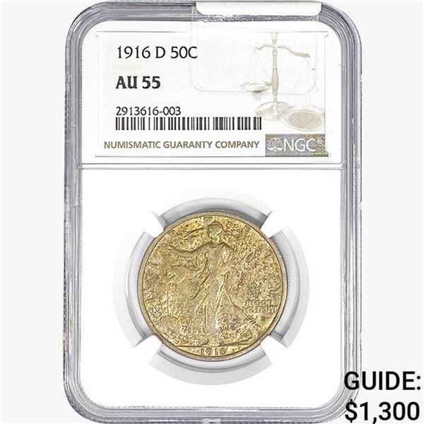 1916-D Walking Liberty Half Dollar NGC AU55
