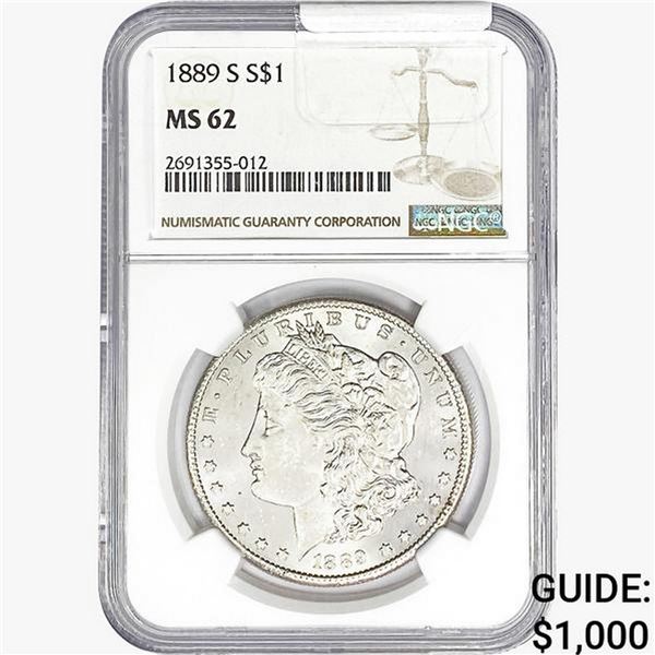 1889-S Morgan Silver Dollar NGC MS62