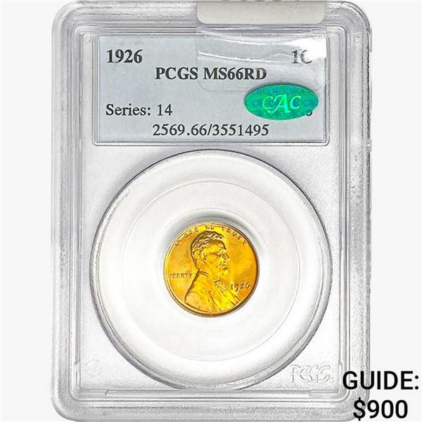 1926 Wheat Cent PCGS MS66 RD