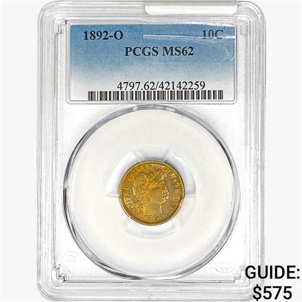1892-O Barber Dime PCGS MS62