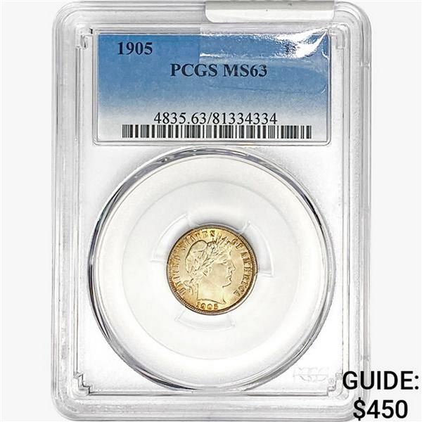 1905 Barber Dime PCGS MS63