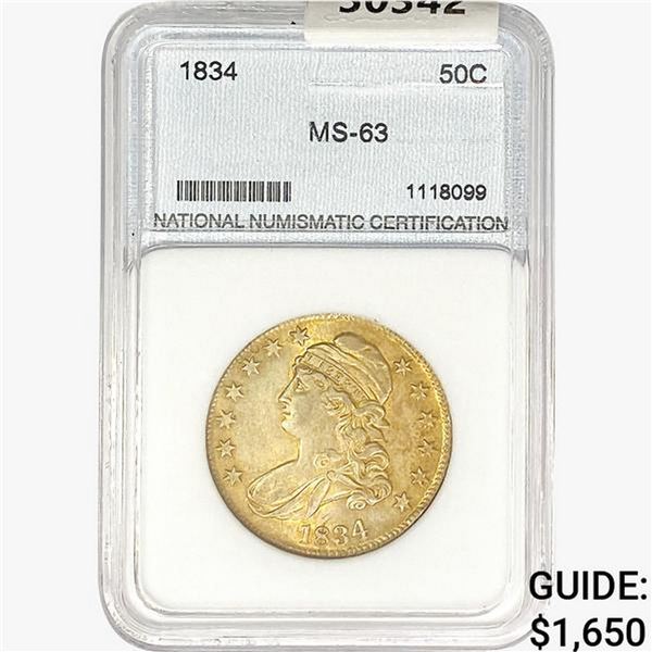 1834 Capped Bust Half Dollar NNC MS63