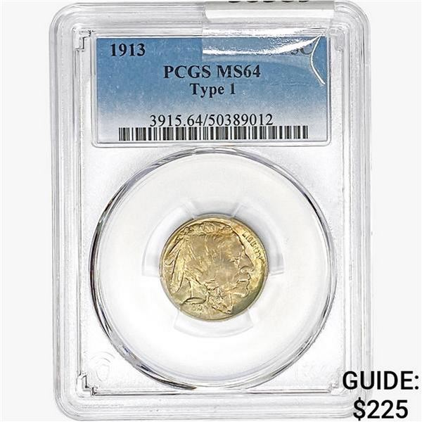 1913 Buffalo Nickel PCGS MS64 Type 1