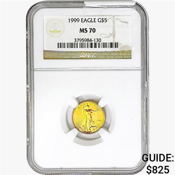 1999 1/10oz $5 AGE NGC MS70