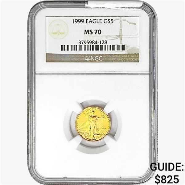 1999 1/10oz $5 AGE NGC MS70
