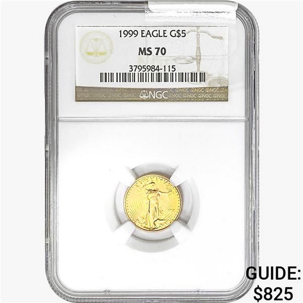 1999 1/10oz $5 AGE NGC MS70