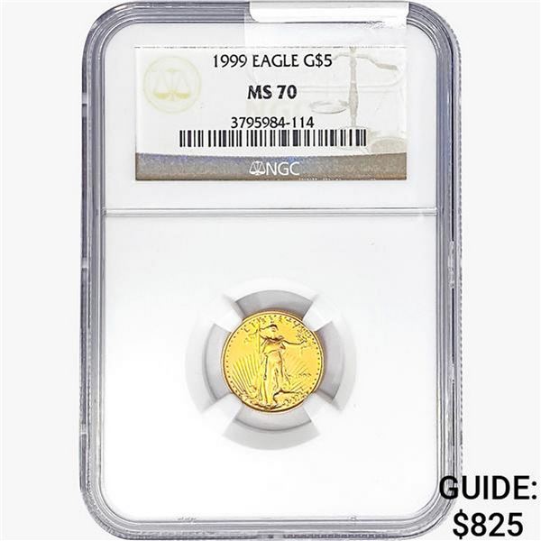 1999 1/10oz $5 AGE NGC MS70