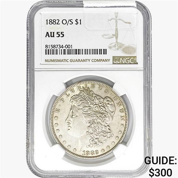 1882-O/S Morgan Silver Dollar NGC AU55