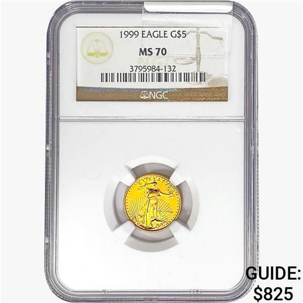 1999 1/10oz $5 AGE NGC MS70