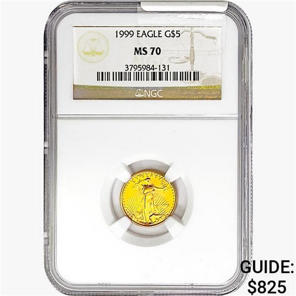 1999 1/10oz $5 AGE NGC MS70