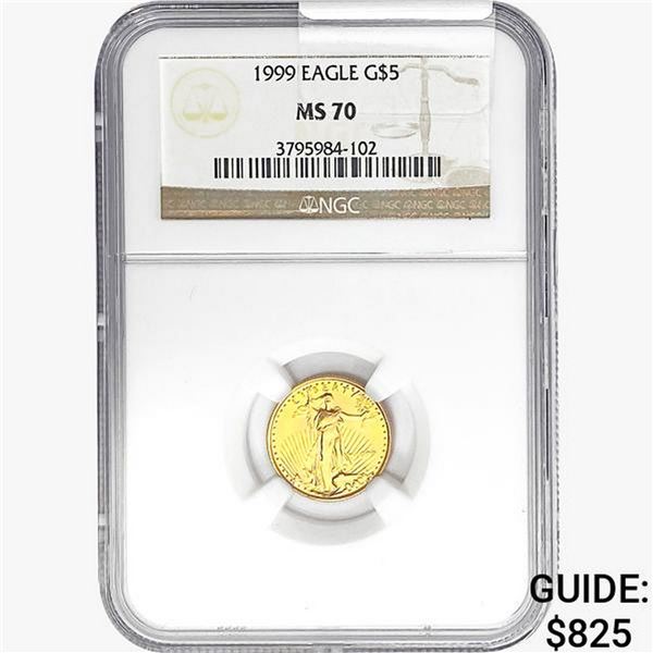 1999 1/10oz $5 AGE NGC MS70