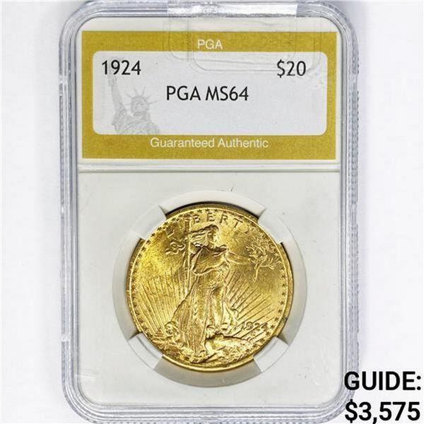 1924 $20 Gold Double Eagle PGA MS64