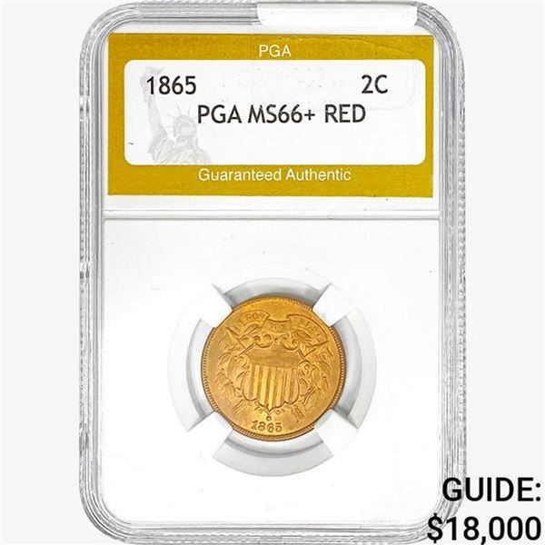 1865 Two Cent Piece PGA MS66+ RED