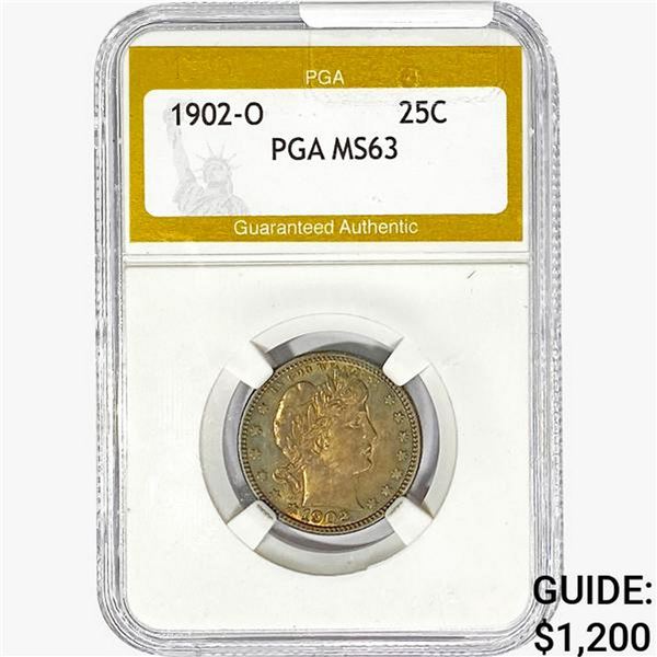 1902-O Barber Quarter PGA MS63