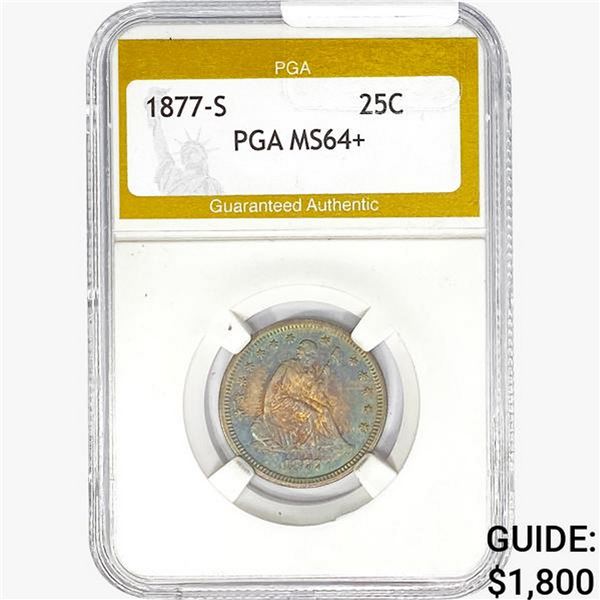 1877-S Seated Liberty Quarter PGA MS64+