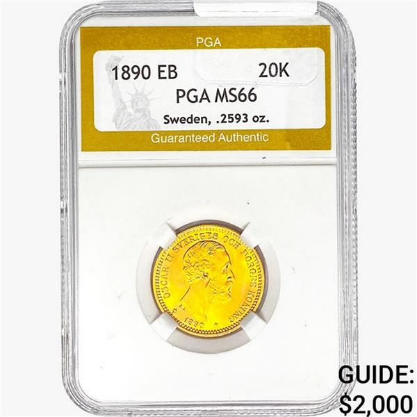 1890 EB 0.2593oz Gold Sweden 20K PGA MS66