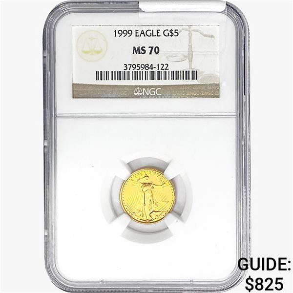 1999 1/10oz $5 AGE NGC MS70