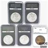 Image 1 : [5] 1884-1897 Morgan Silver Dollar GG/PCI UNC/EF40