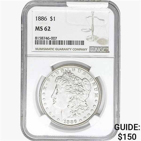 1886 Morgan Silver Dollar NGC MS62