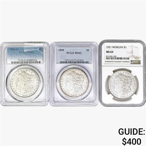 [3] 1884-1921 Morgan Silver Dollar NGC/PCGS MS61-63