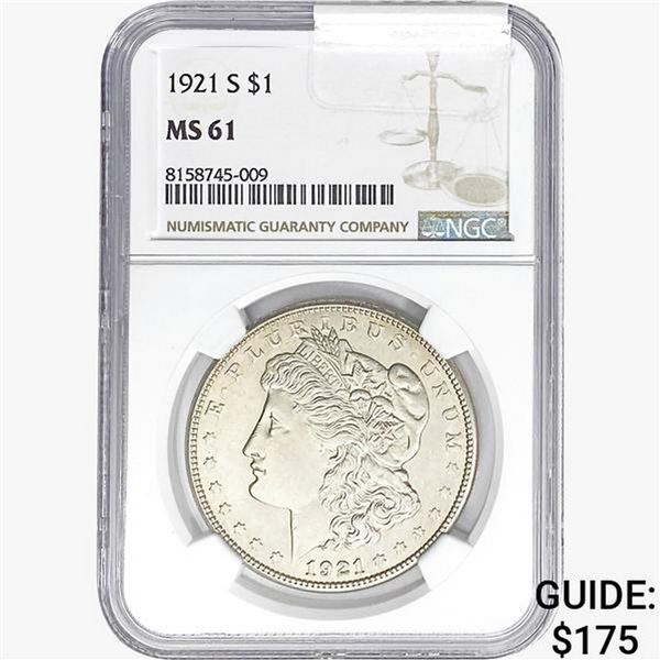 1921-S Morgan Silver Dollar NGC MS61