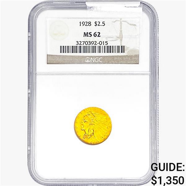 1928 $2.50 Gold Quarter Eagle NGC MS62
