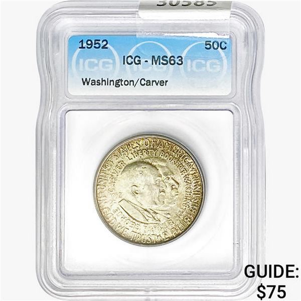 1952 Washington Carver Half Dollar ICG MS63