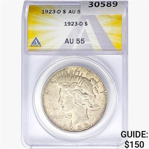 1923-D Silver Peace Dollar ANACS AU55