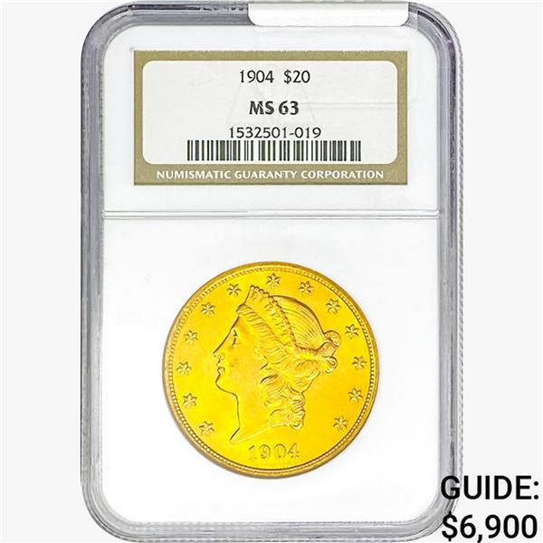 1904 $20 Gold Double Eagle NGC MS63