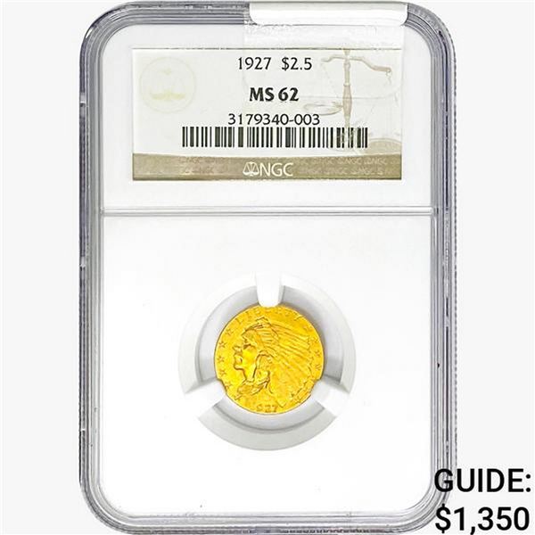 1927 $2.50 Gold Quarter Eagle NGC MS62