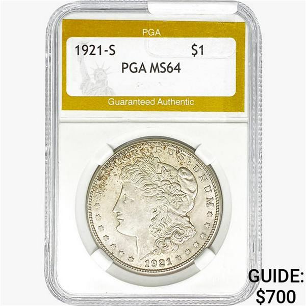 1921-S Morgan Silver Dollar PGA MS64