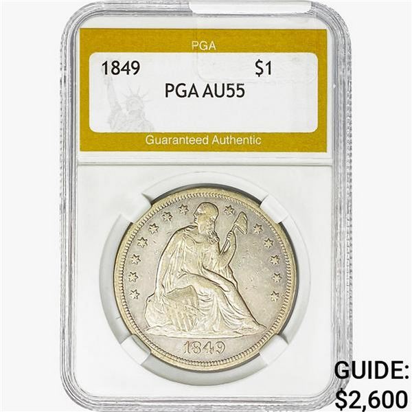 1849 Seated Liberty Dollar PGA AU55