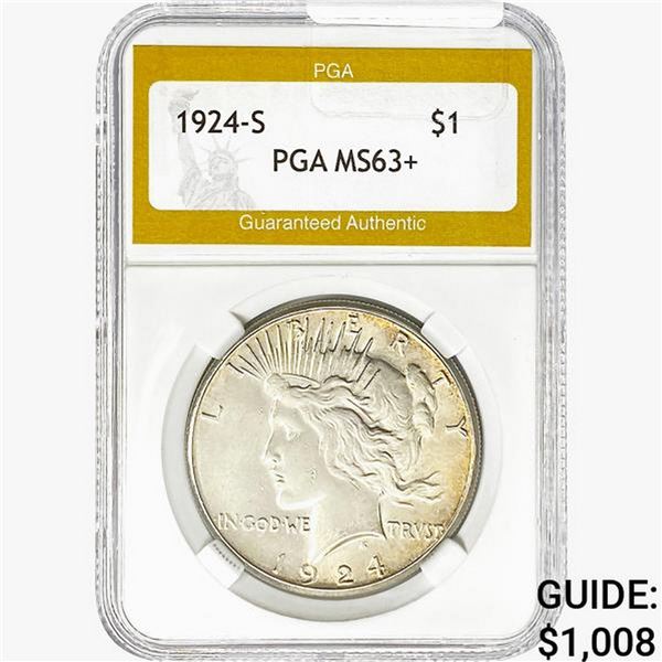 1924-S Silver Peace Dollar PGA MS63+