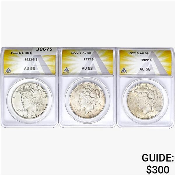 [3] 1922 Silver Peace Dollar ANACS AU58