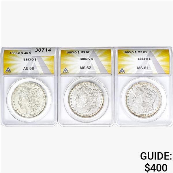 [3] 1883-O Morgan Silver Dollar ANACS AU/MS58-62