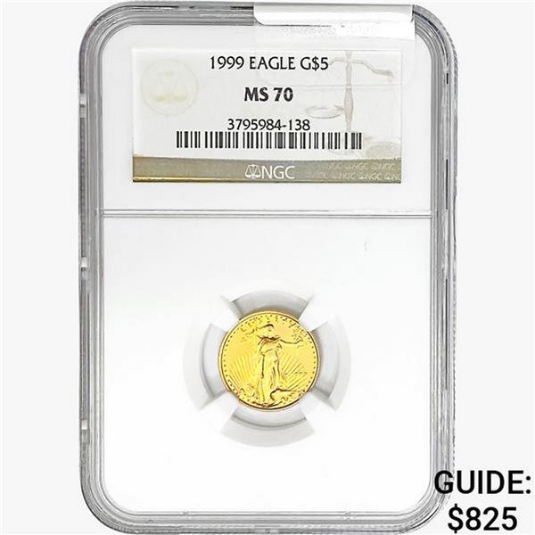 1999 1/10oz $5 AGE NGC MS70