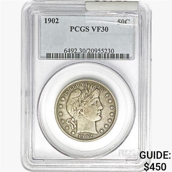 1902 Barber Half Dollar PCGS VF30