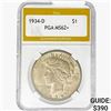1934-D Silver Peace Dollar PGA MS62+