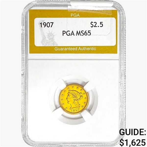 1907 $2.50 Gold Quarter Eagle PGA MS65