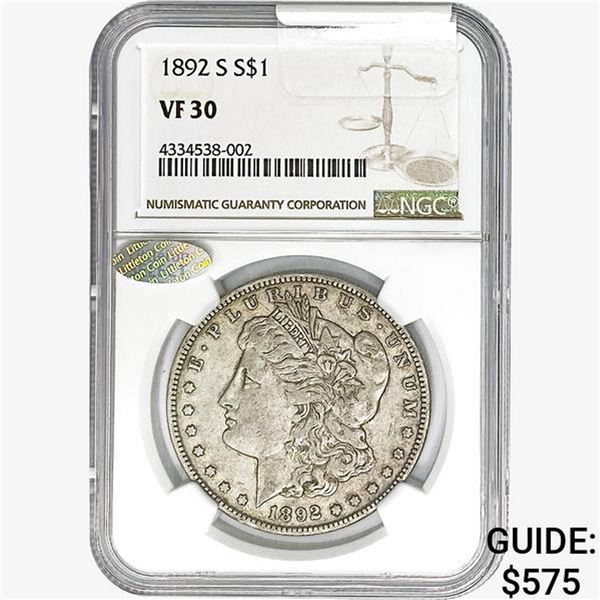 1892-S Morgan Silver Dollar NGC VF30