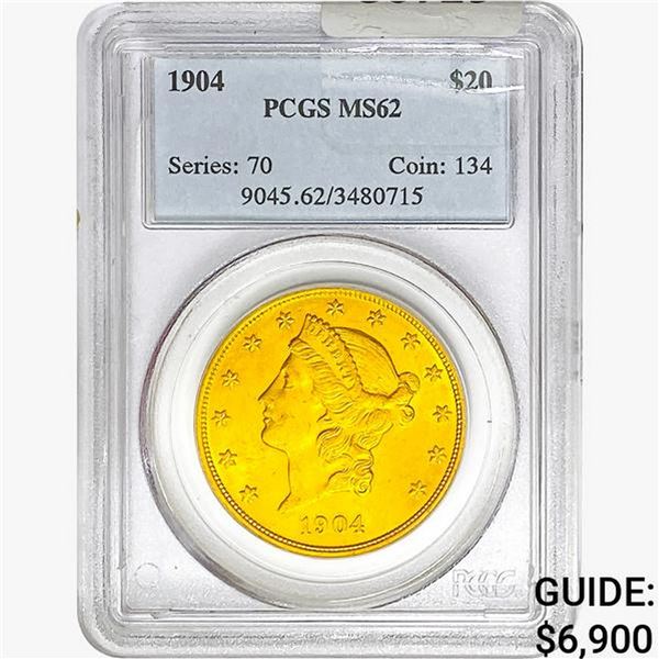 1904 $20 Gold Double Eagle PCGS MS62