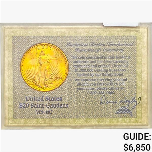 1924 $20 Gold Double Eagle   MS60