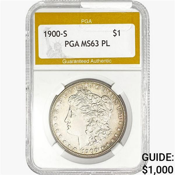 1900-S Morgan Silver Dollar PGA MS63 PL