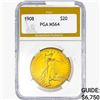 1908 $20 Gold Double Eagle PGA MS64