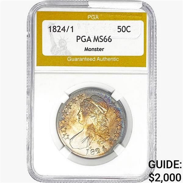 1824/1 Capped Bust Half Dollar PGA MS66 Monster
