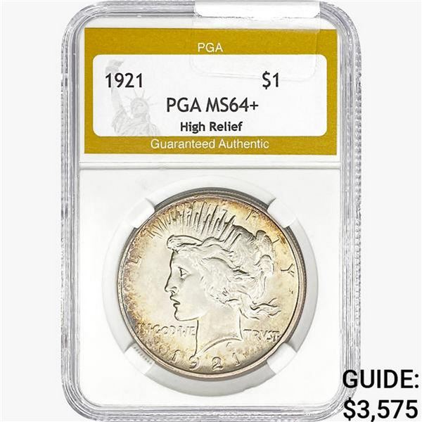 1921 Silver Peace Dollar PGA MS64+ High Relief