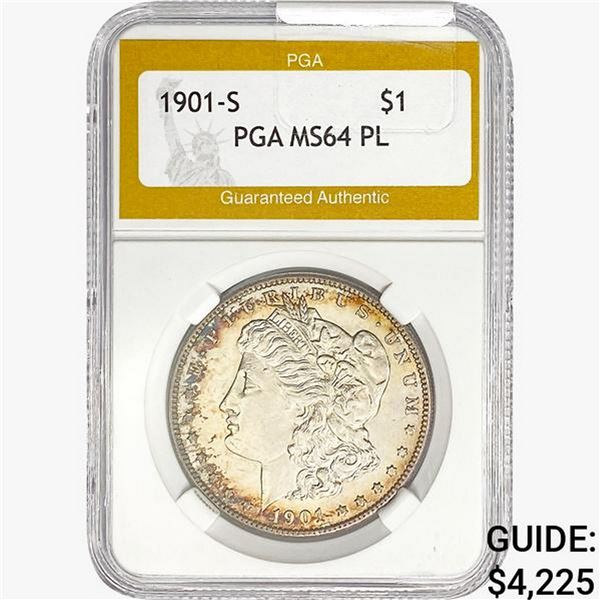 1901-S Morgan Silver Dollar PGA MS64 PL