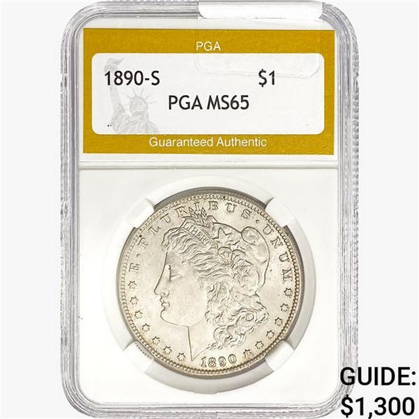 1890-S Morgan Silver Dollar PGA MS65