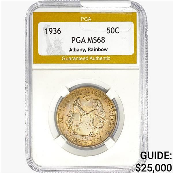 1936 Albany Half Dollar PGA MS68 Rainbow